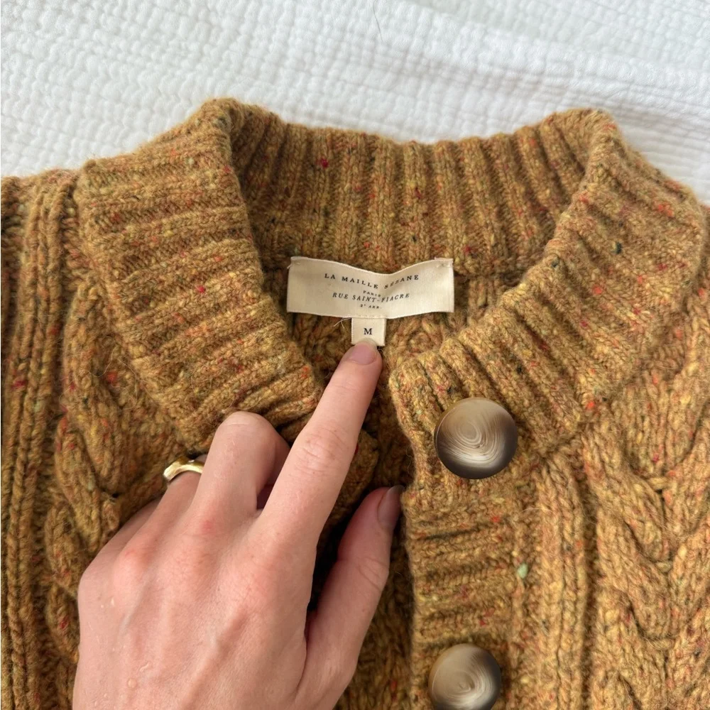 Sezane Andina Cardigan Ochre - Size M - Picture 2 of 3